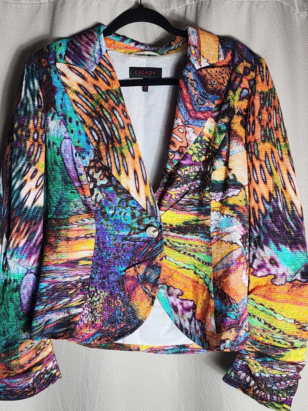 VTG ESCADA Women's Size 42 Multicolor Abstract Print Blazer Jacket Croatia